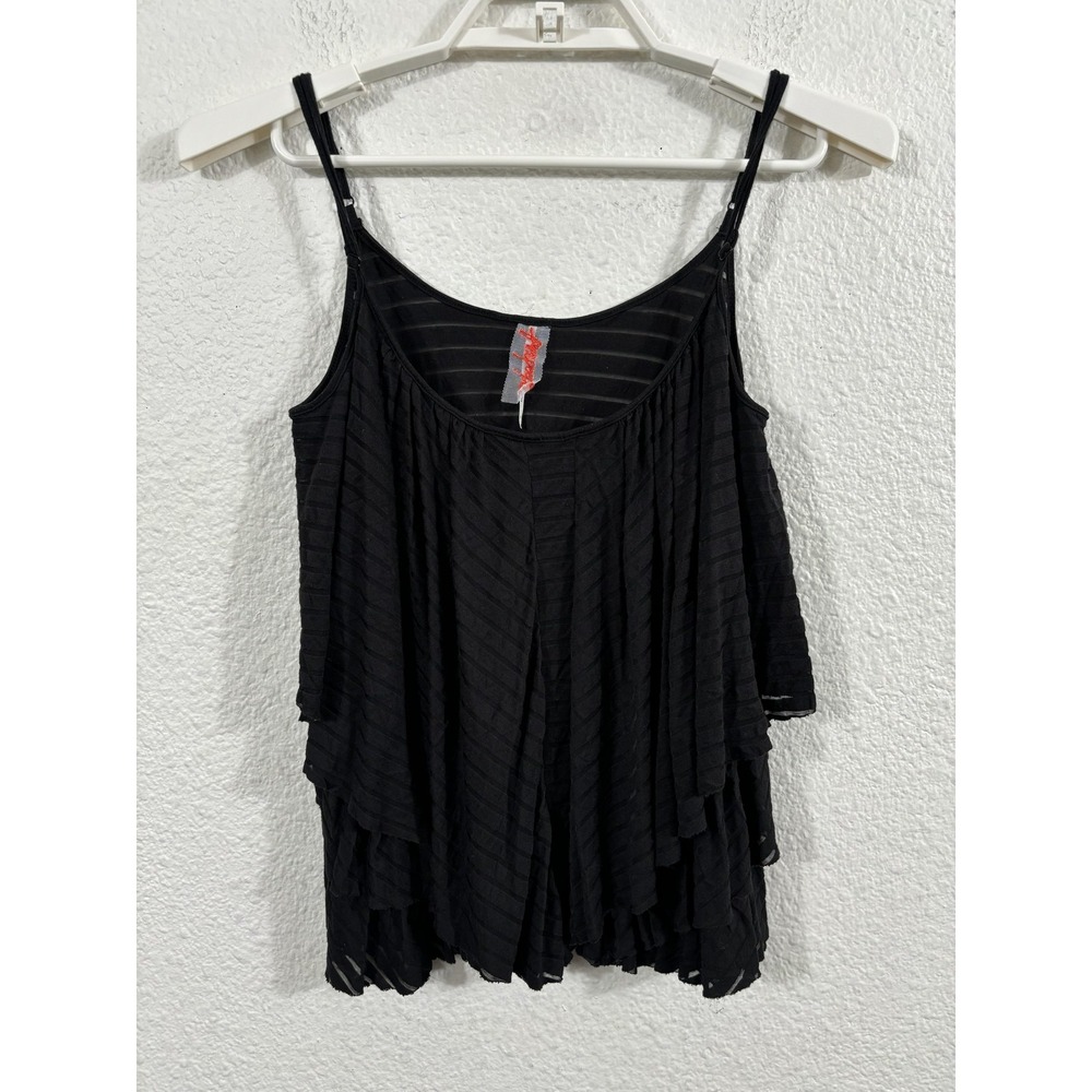 Free People Babydoll‎ Top Womens Small Black Layered Semi Sheer Boho Y2K Style
